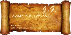 Germányi Farkas névjegykártya